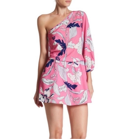 Yumi Kim One Shoulder Floral Dress Eastern Garden Pink Size Small - Picture 4 of 8